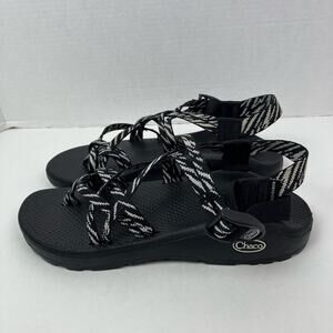 Chaco Women's Sz 9 Z/Cloud X2 Sandal Wily Black & White Woven Zebra Print GUC
